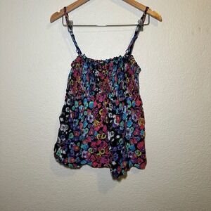 Torrid Womens 0/XL Tank Top Blouse Adjustable Floral Airy Beachy Boho Vacation
